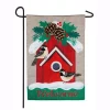 Outdoor Christmas Decorations Evergreen 18 In. X 12.5 In. Holiday Chickadee Birdhouse Garden Burlap Flag