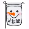Outdoor Christmas Decorations Evergreen 18 In. X 12.5 In. Snowman Mason Jar Garden Burlap Flag