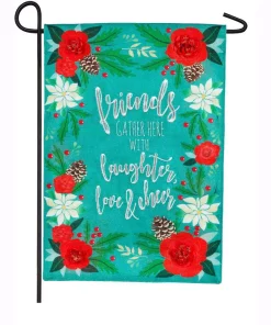 Outdoor Christmas Decorations Evergreen 18 In. X 12.5 In. Laughter Love And Cheer Garden Burlap Flag