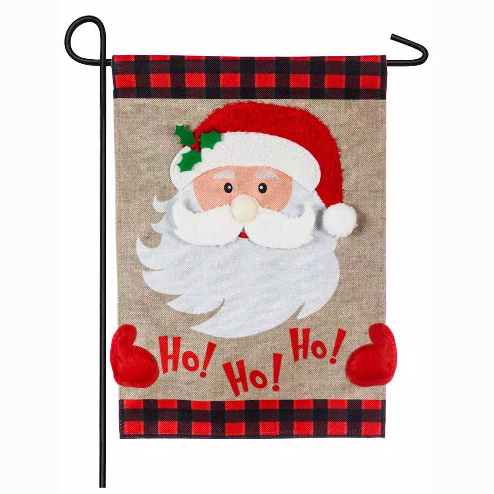 Outdoor Christmas Decorations Evergreen 18 In. X 12.5 In. Ho Ho Ho Santa Garden Burlap Flag 1 Outdoor Christmas Decorations Evergreen 18 In. X 12.5 In. Ho Ho Ho Santa Garden Burlap Flag