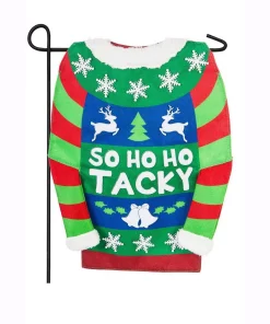 Outdoor Christmas Decorations Evergreen 18 In. X 12.5 In. Tacky Holiday Sweater Garden Burlap Flag