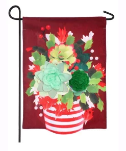Outdoor Christmas Decorations Evergreen 18 In. X 12.5 In. Holiday Succulents Garden Burlap Flag