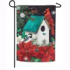 Outdoor Christmas Decorations Evergreen 18 In. X 12.5 In. Poinsettia Birdhouse Garden Textured Suede Flag