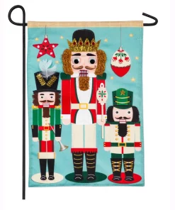 Outdoor Christmas Decorations Evergreen 18 In. X 12.5 In. Nutcracker Trio Garden Linen Flag