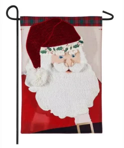Outdoor Christmas Decorations Evergreen 18 In. X 12.5 In. Santa Claus Garden Linen Flag