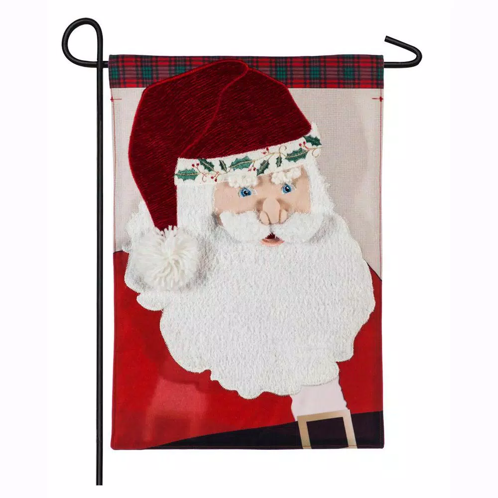 Outdoor Christmas Decorations Evergreen 18 In. X 12.5 In. Santa Claus Garden Linen Flag 1 Outdoor Christmas Decorations Evergreen 18 In. X 12.5 In. Santa Claus Garden Linen Flag