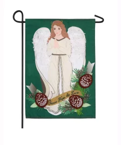 Outdoor Christmas Decorations Evergreen 18 In. X 12.5 In. Peace Love Hope Angel Garden Linen Flag