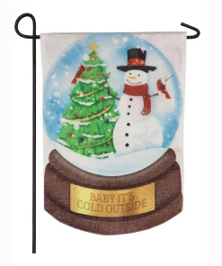 Outdoor Christmas Decorations Evergreen 18 In. X 12.5 In. Snowman Snowglobe Garden Linen Flag