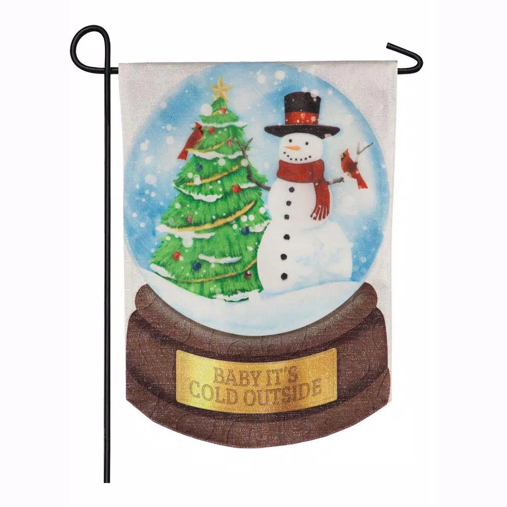 Outdoor Christmas Decorations Evergreen 18 In. X 12.5 In. Snowman Snowglobe Garden Linen Flag 1 Outdoor Christmas Decorations Evergreen 18 In. X 12.5 In. Snowman Snowglobe Garden Linen Flag