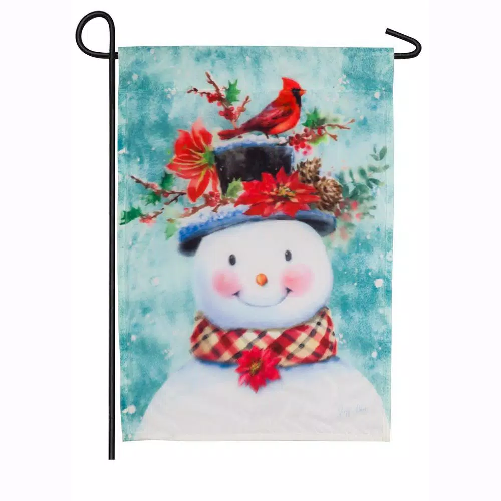 Outdoor Christmas Decorations Evergreen 18 In. X 12.5 In. Winter Flora Snowman Garden Organza Flag 1 Outdoor Christmas Decorations Evergreen 18 In. X 12.5 In. Winter Flora Snowman Garden Organza Flag