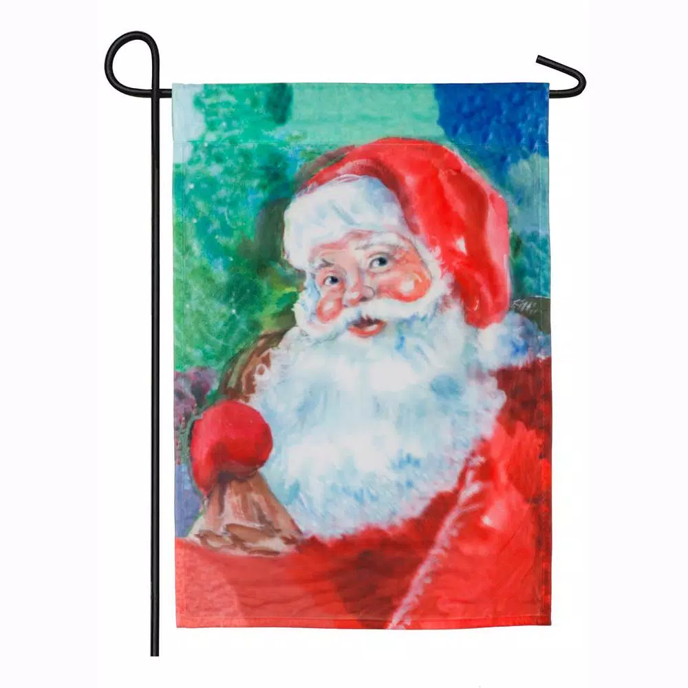Outdoor Christmas Decorations Evergreen 18 In. X 12.5 In. Watercolor Santa Garden Organza Flag 1 Outdoor Christmas Decorations Evergreen 18 In. X 12.5 In. Watercolor Santa Garden Organza Flag
