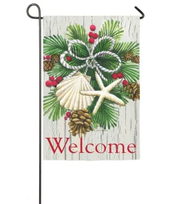 Outdoor Christmas Decorations Evergreen 18 In. X 12.5 In. Costal Christmas Garden Sub Suede Flag