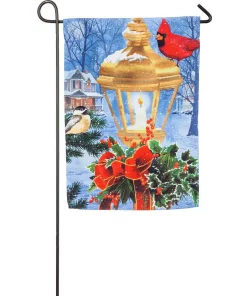 Outdoor Christmas Decorations Evergreen 18 In. X 12.5 In. Birds On Post Garden Suede Flag