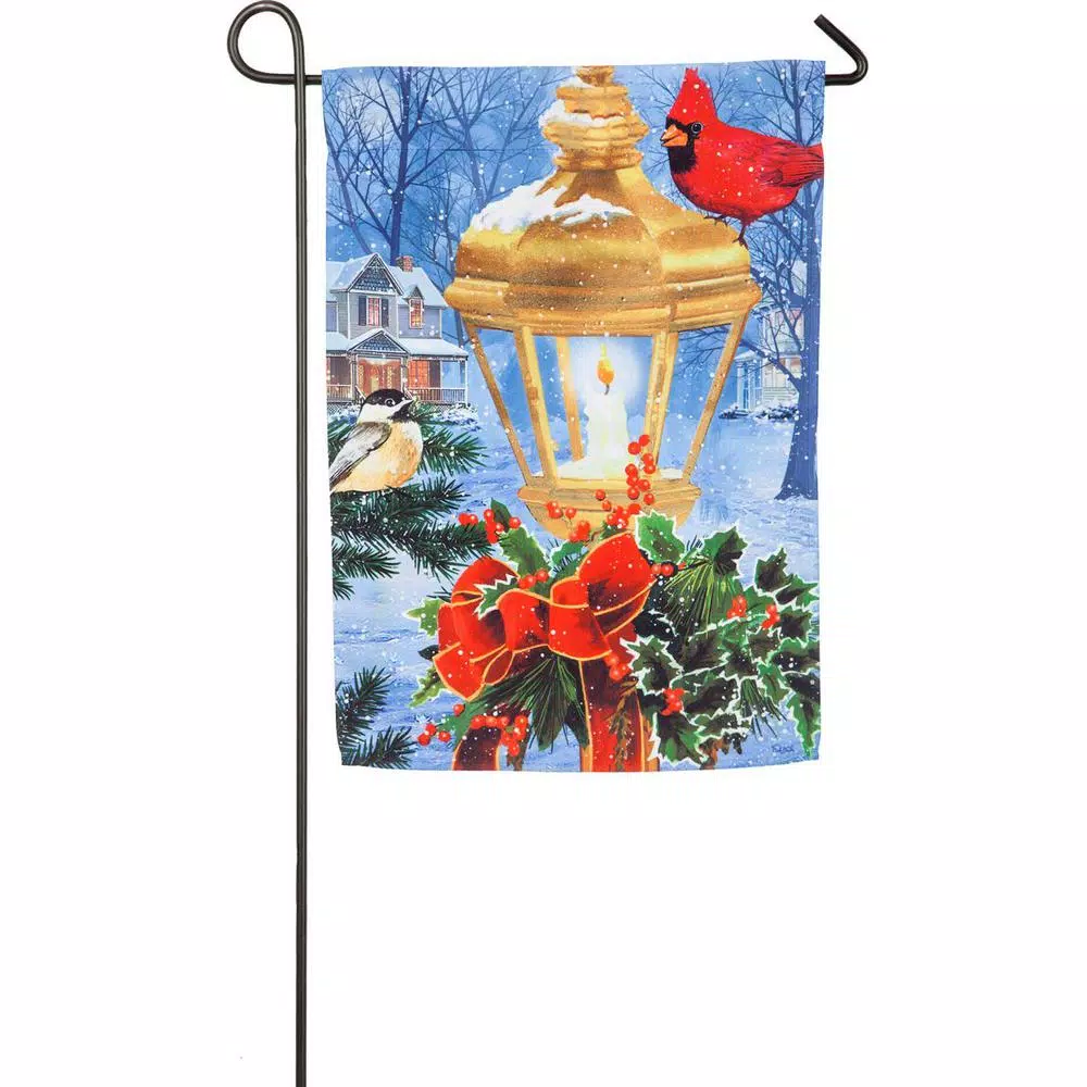 Outdoor Christmas Decorations Evergreen 18 In. X 12.5 In. Birds On Post Garden Suede Flag 1 Outdoor Christmas Decorations Evergreen 18 In. X 12.5 In. Birds On Post Garden Suede Flag