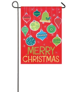 Outdoor Christmas Decorations Evergreen 18 In. X 12.5 In. Merry Christmas Ornaments Garden Suede Flag