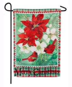 Outdoor Christmas Decorations Evergreen 18 In. X 12.5 In. Christmas Floral Garden Suede Flag