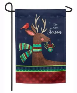 Outdoor Christmas Decorations Evergreen 18 In. X 12.5 In. Tis The Season Reindeer Garden Suede Flag