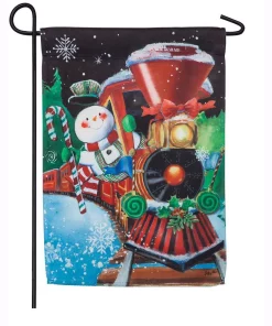 Outdoor Christmas Decorations Evergreen 18 In. X 12.5 In. Snowflake Express Garden Suede Flag