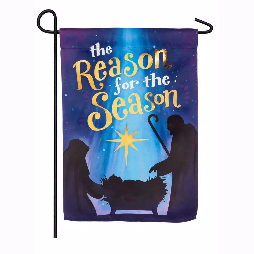 Outdoor Christmas Decorations Evergreen 18 In. X 12.5 In. Reason For The Season Garden Suede Flag 1 Outdoor Christmas Decorations Evergreen 18 In. X 12.5 In. Reason For The Season Garden Suede Flag