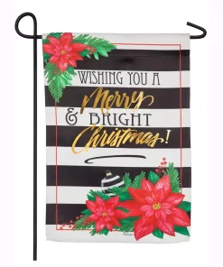 Outdoor Christmas Decorations Evergreen 18 In. X 12.5 In. Merry And Bright Garden Suede Flag