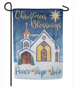 Outdoor Christmas Decorations Evergreen 18 In. X 12.5 In. Christmas Blessings Garden Suede Flag