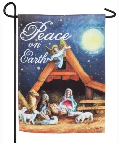 Outdoor Christmas Decorations Evergreen 18 In. X 12.5 In. Christmas Manger Garden Suede Flag