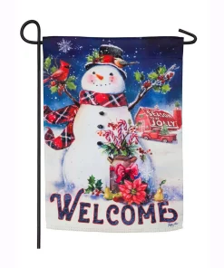 Outdoor Christmas Decorations Evergreen 18 In. X 12.5 In. Christmas Barn Snowman Garden Suede Flag