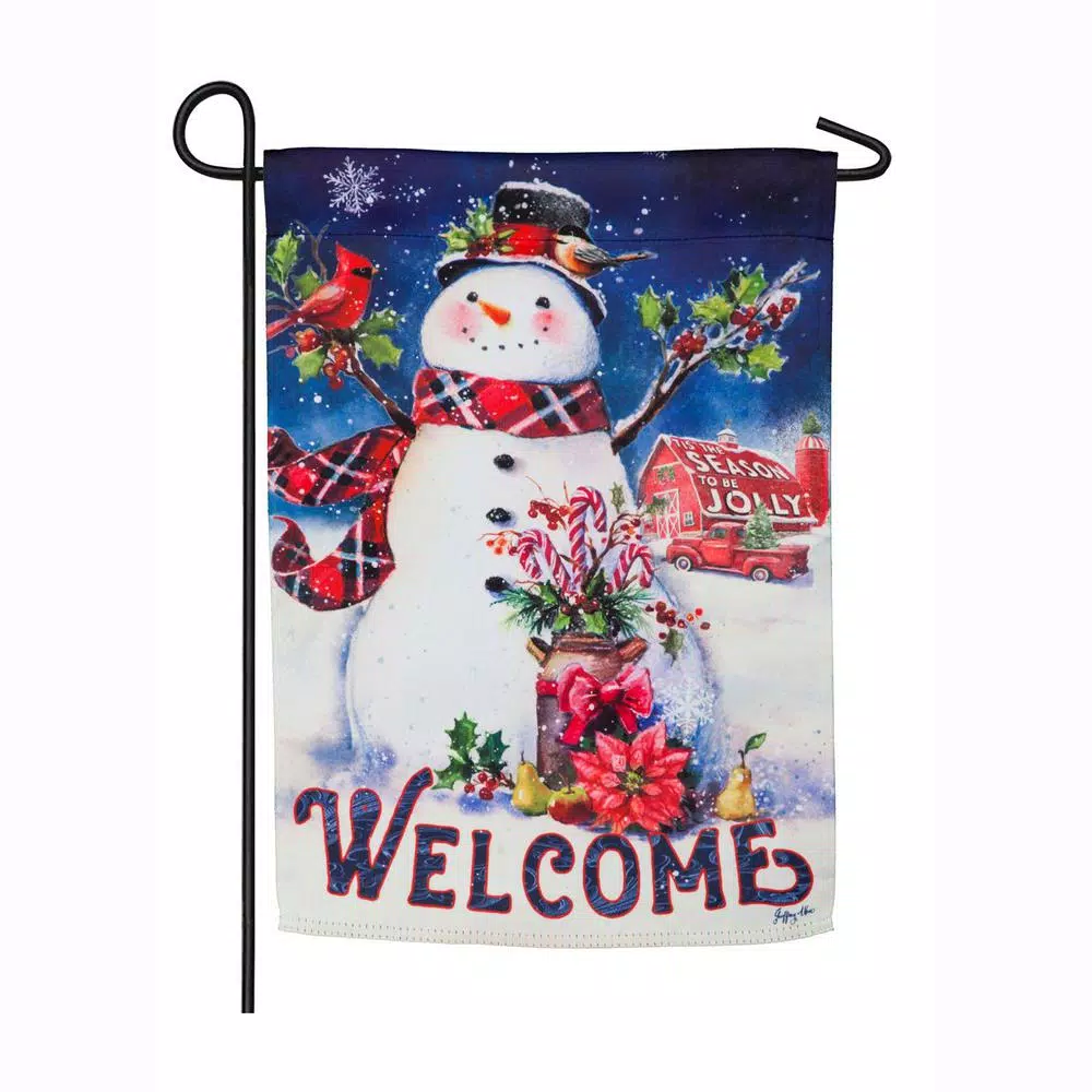 Outdoor Christmas Decorations Evergreen 18 In. X 12.5 In. Christmas Barn Snowman Garden Suede Flag 1 Outdoor Christmas Decorations Evergreen 18 In. X 12.5 In. Christmas Barn Snowman Garden Suede Flag