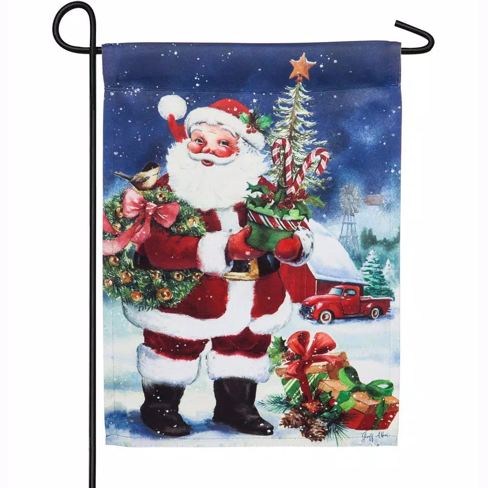 Outdoor Christmas Decorations Evergreen 18 In. X 12.5 In. Christmas Barn Santa Garden Suede Flag 1 Outdoor Christmas Decorations Evergreen 18 In. X 12.5 In. Christmas Barn Santa Garden Suede Flag