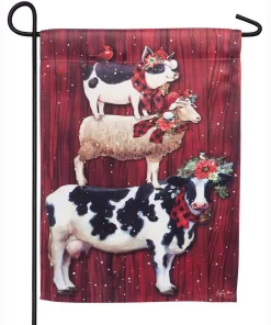 Outdoor Christmas Decorations Evergreen 18 In. X 12.5 In. Christmas Farm Stack Garden Suede Flag