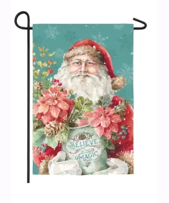 Outdoor Christmas Decorations Evergreen 18 In. X 12.5 In. Christmas Magic Santa Garden Suede Flag