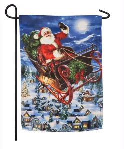 Outdoor Christmas Decorations Evergreen 18 In. X 12.5 In. Delivering Christmas Garden Suede Flag