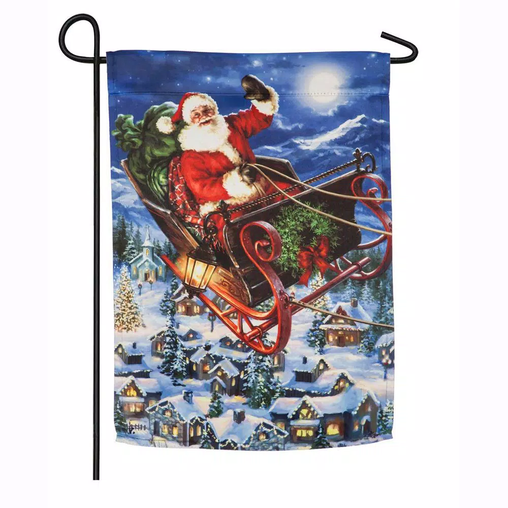 Outdoor Christmas Decorations Evergreen 18 In. X 12.5 In. Delivering Christmas Garden Suede Flag 1 Outdoor Christmas Decorations Evergreen 18 In. X 12.5 In. Delivering Christmas Garden Suede Flag