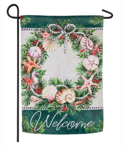 Outdoor Christmas Decorations Evergreen 18 In. X 12.5 In. Holiday Coastal Wreath Garden Suede Flag