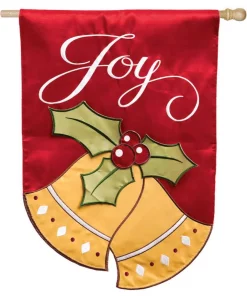 Outdoor Christmas Decorations Evergreen 28 In. X 44 In. Joyful Christmas Bells House Applique Flag