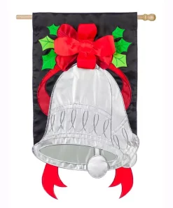 Outdoor Christmas Decorations Evergreen 28 In. X 44 In. Silver Bells House Applique Flag