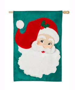 Outdoor Christmas Decorations Evergreen 28 In. X 44 In. Jolly St. Nick House Applique Flag