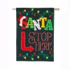 Outdoor Christmas Decorations Evergreen 28 In. X 44 In. Santa Stop Here House Applique Flag
