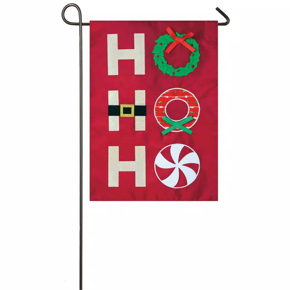 Outdoor Christmas Decorations Evergreen 18 In. X 12.5 In. Ho Ho Ho Garden Applique Flag 1 Outdoor Christmas Decorations Evergreen 18 In. X 12.5 In. Ho Ho Ho Garden Applique Flag