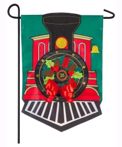 Outdoor Christmas Decorations Evergreen 18 In. X 12.5 In. Christmas Train Garden Applique Flag
