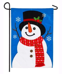 Outdoor Christmas Decorations Evergreen 18 In. X 12.5 In. Happy Snowman Garden Applique Flag