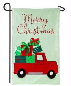 Outdoor Christmas Decorations Evergreen 18 In. X 12.5 In. Truckload Of Gifts Garden Applique Flag