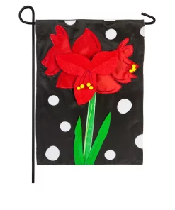 Outdoor Christmas Decorations Evergreen 18 In. X 12.5 In. Polka Dot Amaryllis Garden Applique Flag