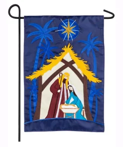 Outdoor Christmas Decorations Evergreen 18 In. X 12.5 In. A Child Is Born Nativity Garden Applique Flag