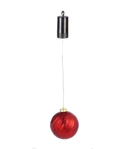 Christmas Tree Decorations Evergreen 5 In. Red Shatterproof LED Ball Outdoor Safe Battery Operated Christmas Ornament