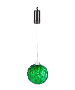 Christmas Tree Decorations Evergreen 6 In. Green Shatterproof LED Ball Outdoor Safe Battery Operated Christmas Ornament