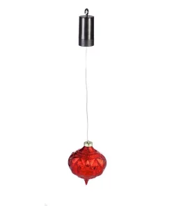 Christmas Tree Decorations Evergreen 5 In. Red Shatterproof LED Teardrop Outdoor Safe Battery Operated Christmas Ornament