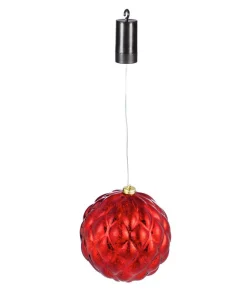 Christmas Tree Decorations Evergreen 8 In. Red Shatterproof LED Ball Outdoor Safe Battery Operated Christmas Ornament