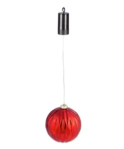 Christmas Tree Decorations Evergreen 6 In. Red Shatterproof LED Ball Outdoor Safe Battery Operated Christmas Ornament