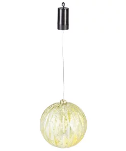 Christmas Tree Decorations Evergreen 8 In. Shatterproof Outdoor Safe Battery Operated LED Ball Christmas Ornament, Gold